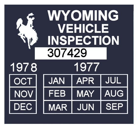 1977-78 Wyoming Inspection Sticker